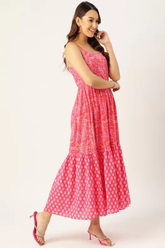 Pink Floral Printed Cami Dress
